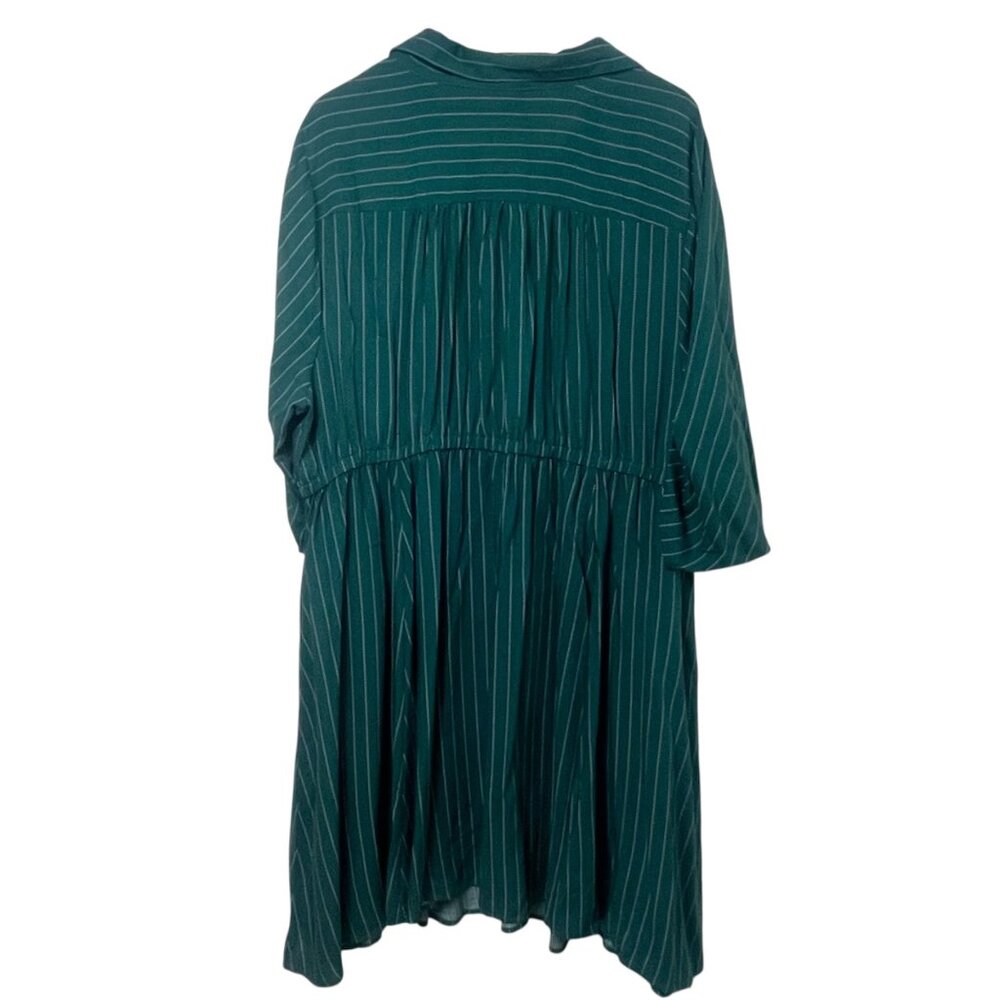 Torrid Women’s Shirt Dress Size 3/3X Green White Stripes Button-Up NWT - Picture 2 of 10
